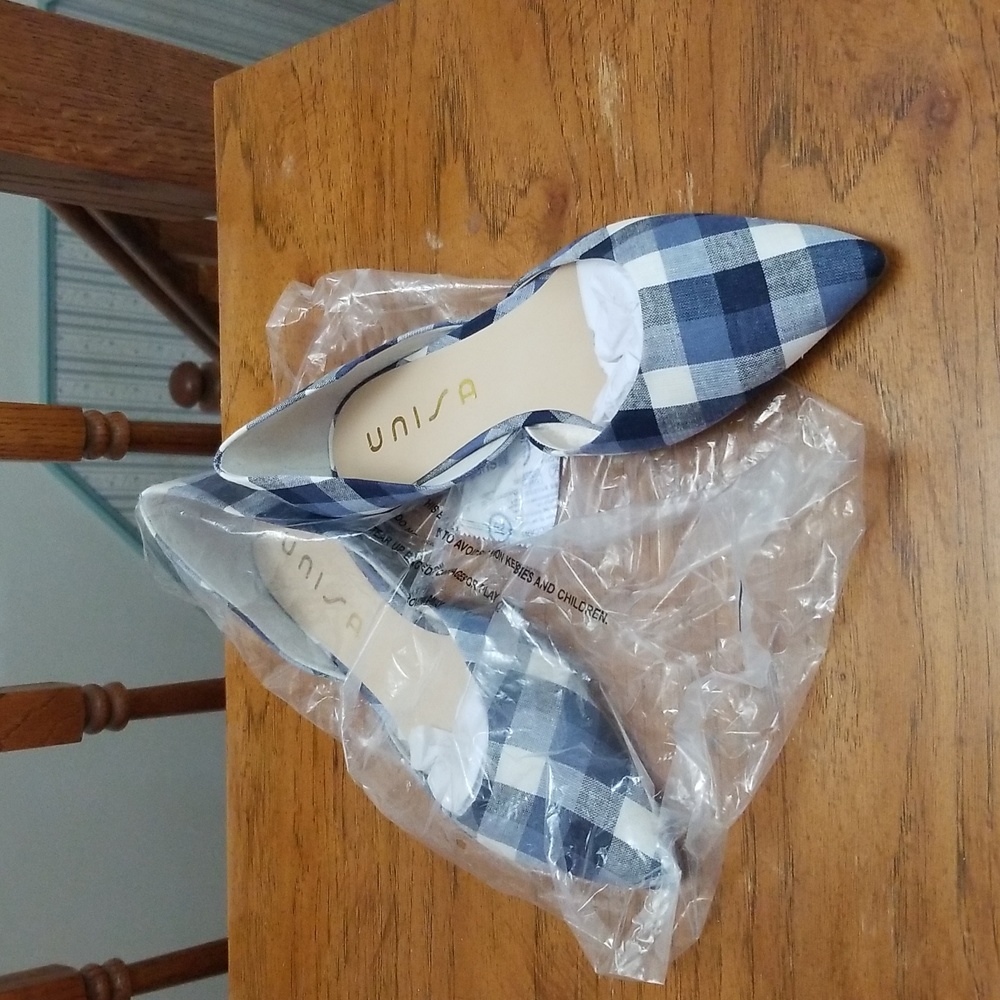 Unisa Blue Plaid Flats